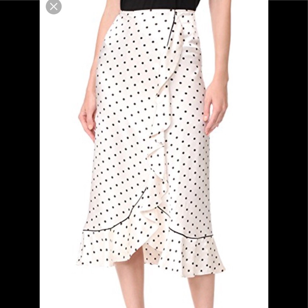 Ganni Leclair polka dot silk ruffle skirt